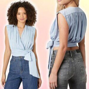 NWT BUFFALO David Bitton Brittany Quilted Wrap Crop Top Sz Medium